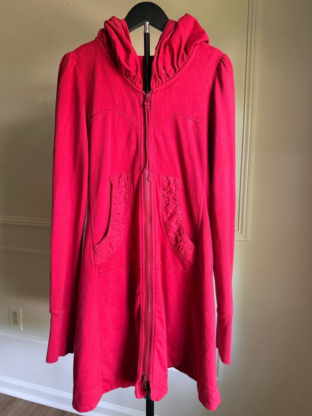 Prairie Underground Red Organic Cotton Longline Hoodie Dress Tunic Small